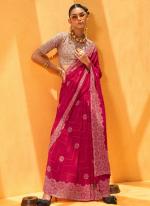 Georgette Pink Festival Wear Printed Saree